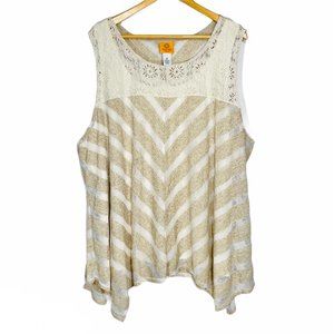 Ruby Rd Striped Sleeveless Top Lined Plus Size 3X